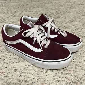 Vans Burgundy Old Skool Platform Skate Shoes
